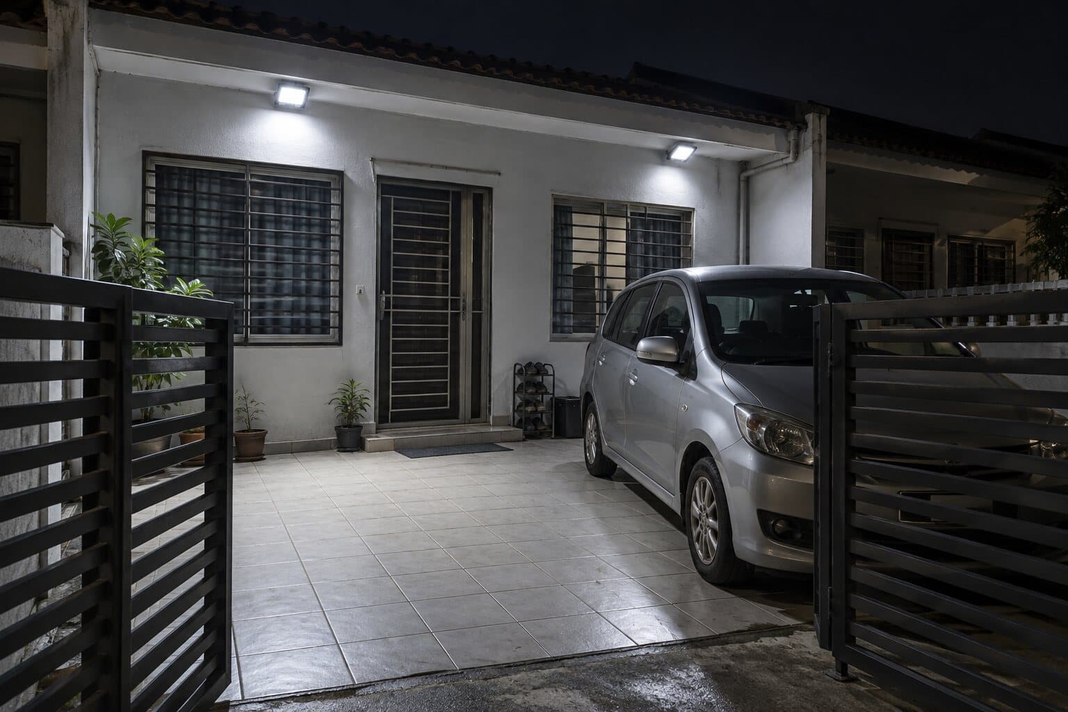 Outdoor floodlight shown in a room, illustration