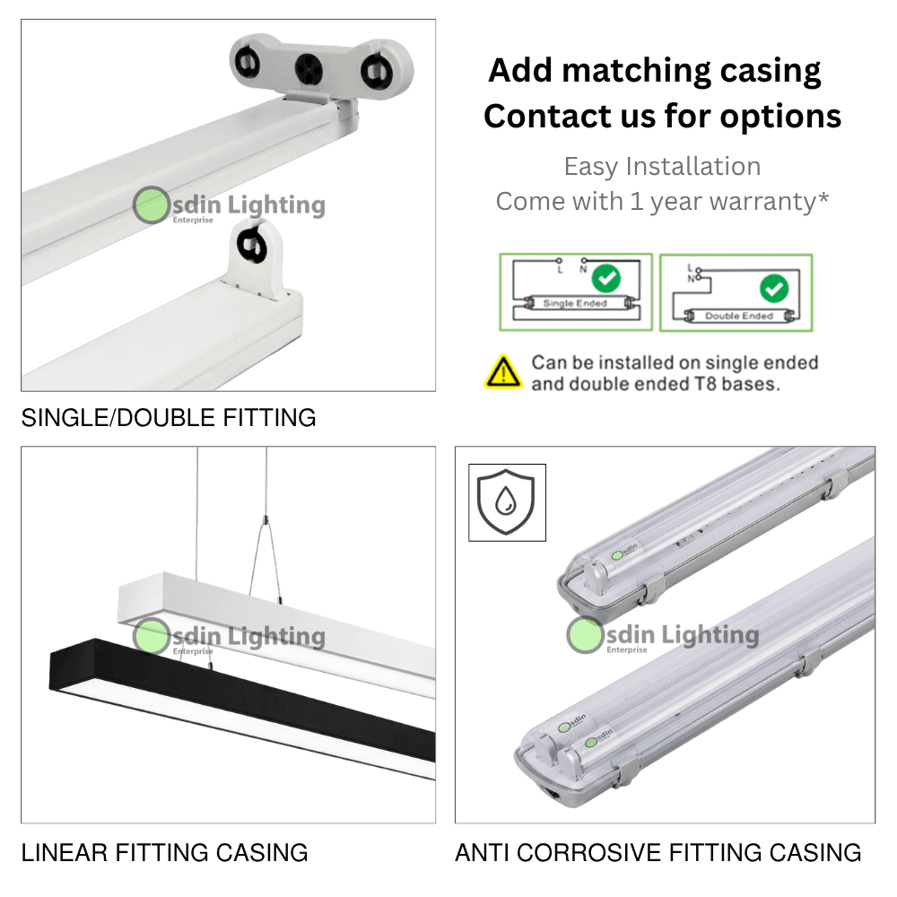 LED T8 casing set